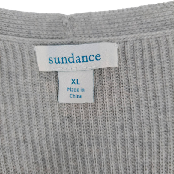 Sundance Longline Open Front Knit Cardigan Pockets Light Grey Women's Size XL - Picture 4 of 5